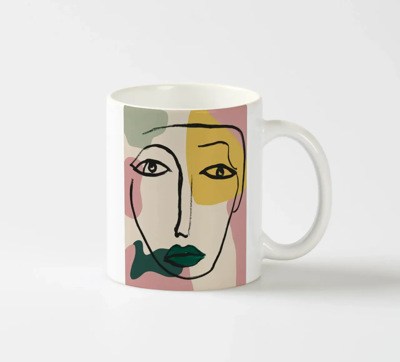 Ritratto lineare bifronte tazza in ceramica da Frame Aura