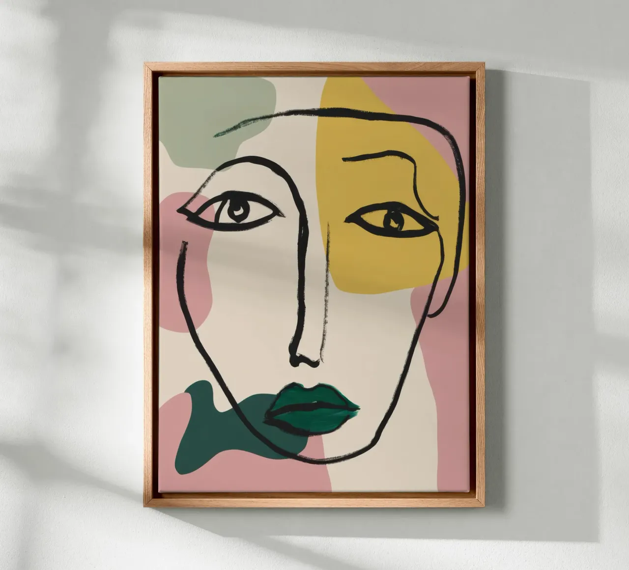 Two Faced Lineal Portrait canvas with Floater frame by Frame Aura