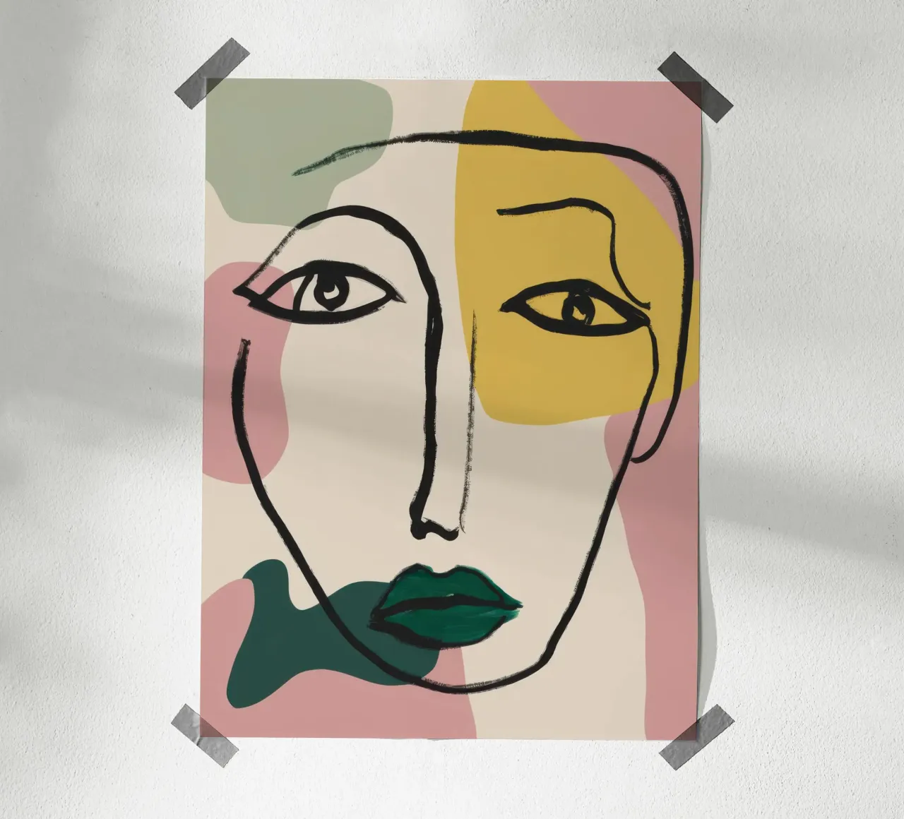 Ritratto lineare bifronte poster con telaio in legno da Frame Aura