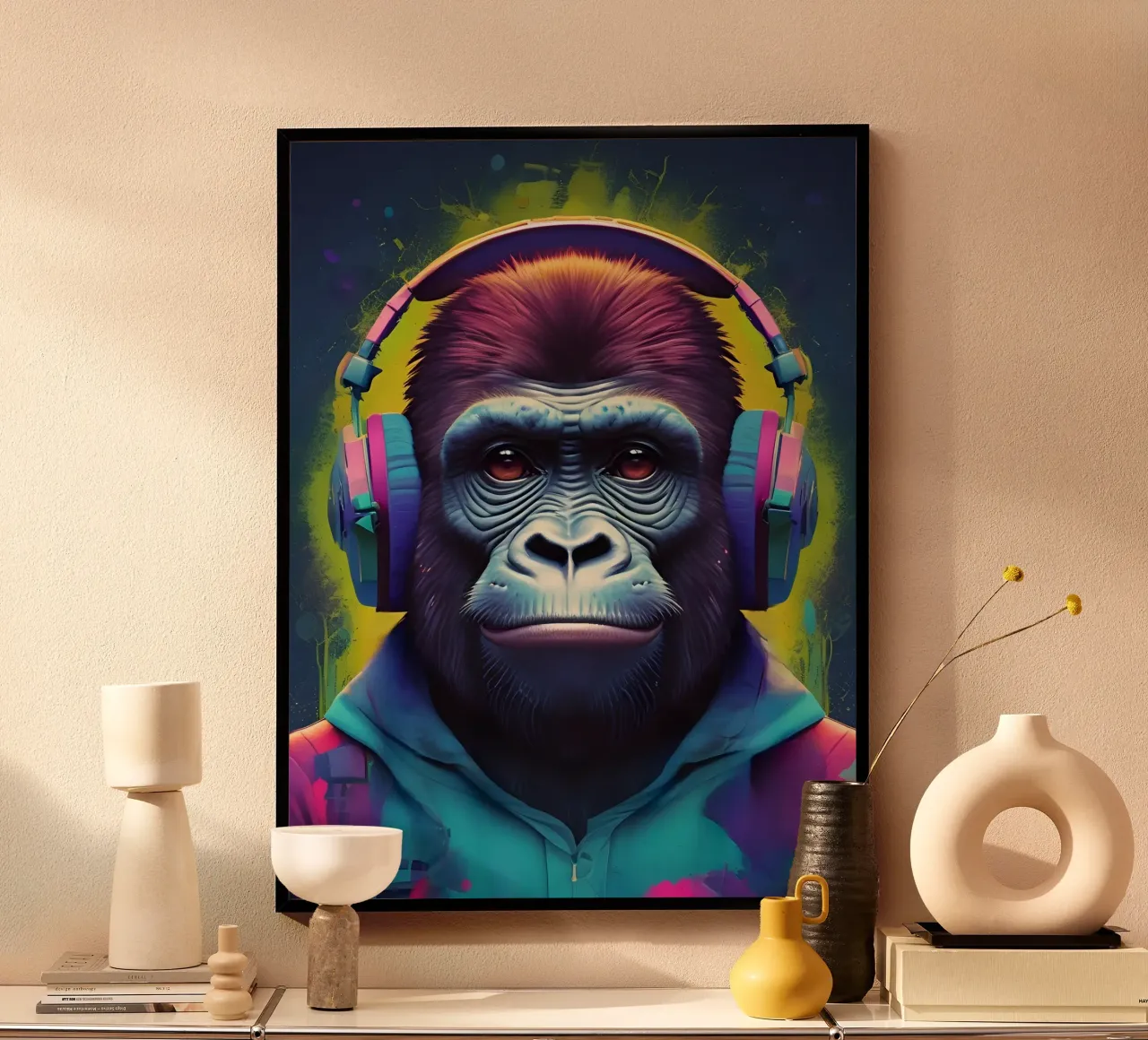 Gorilla music art poster con telaio in legno da MakArena