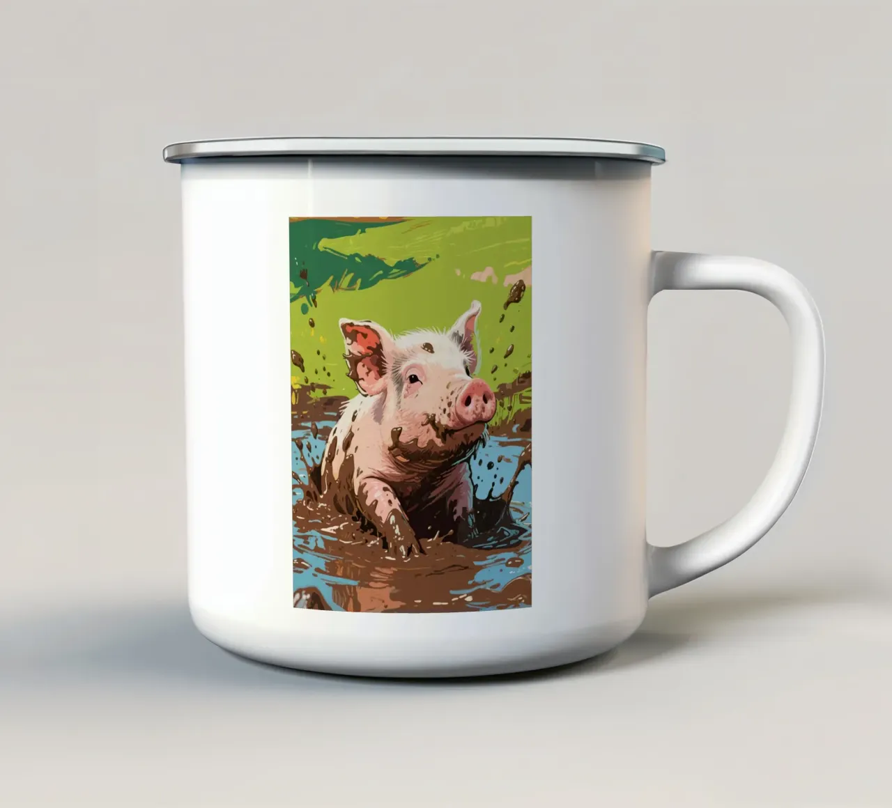 Fango di maiale tazza in smalto da knowledge