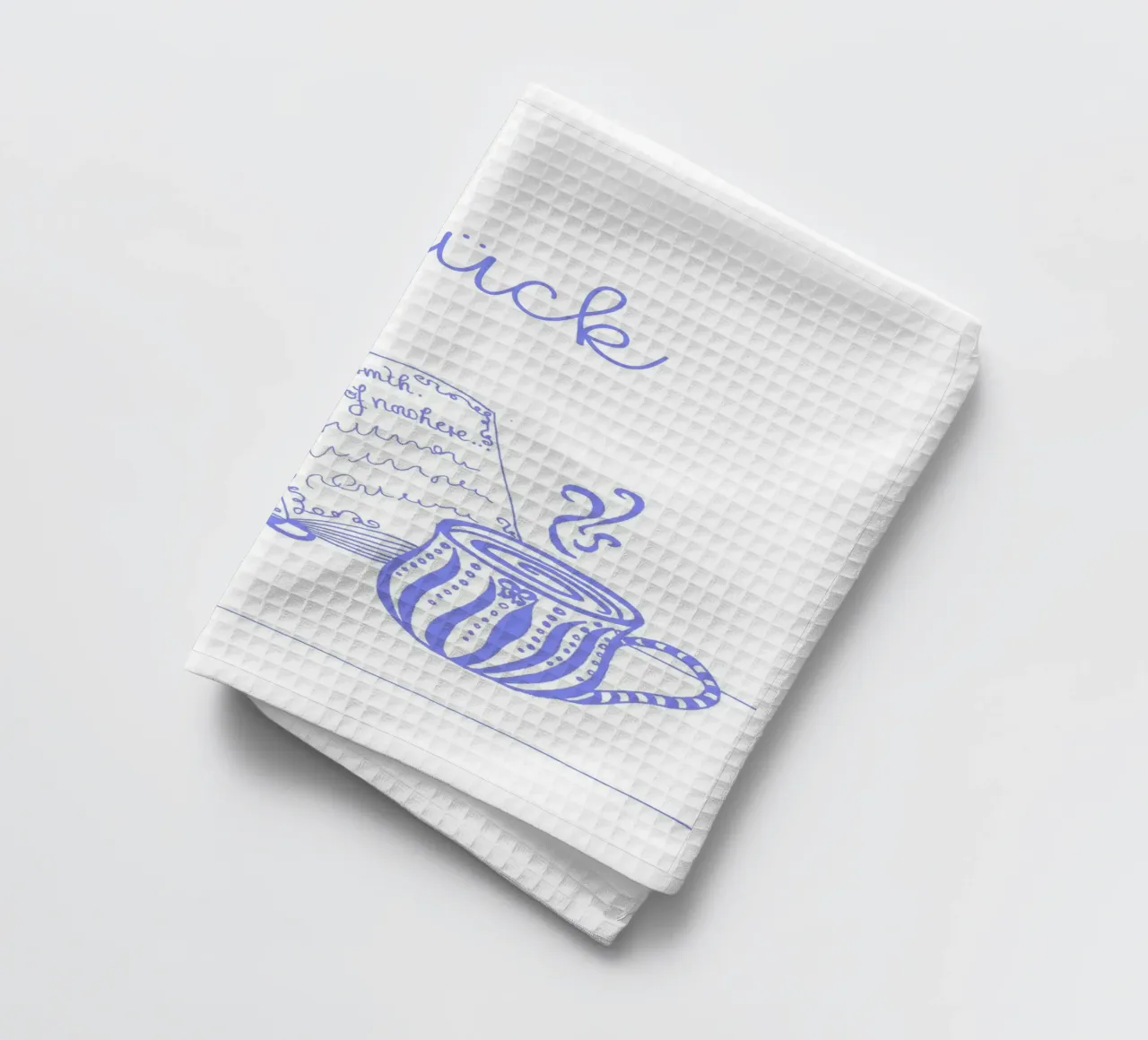 Felicità - libro e tazza (blu-viola) canovaccio da cucina da PaperLine Art