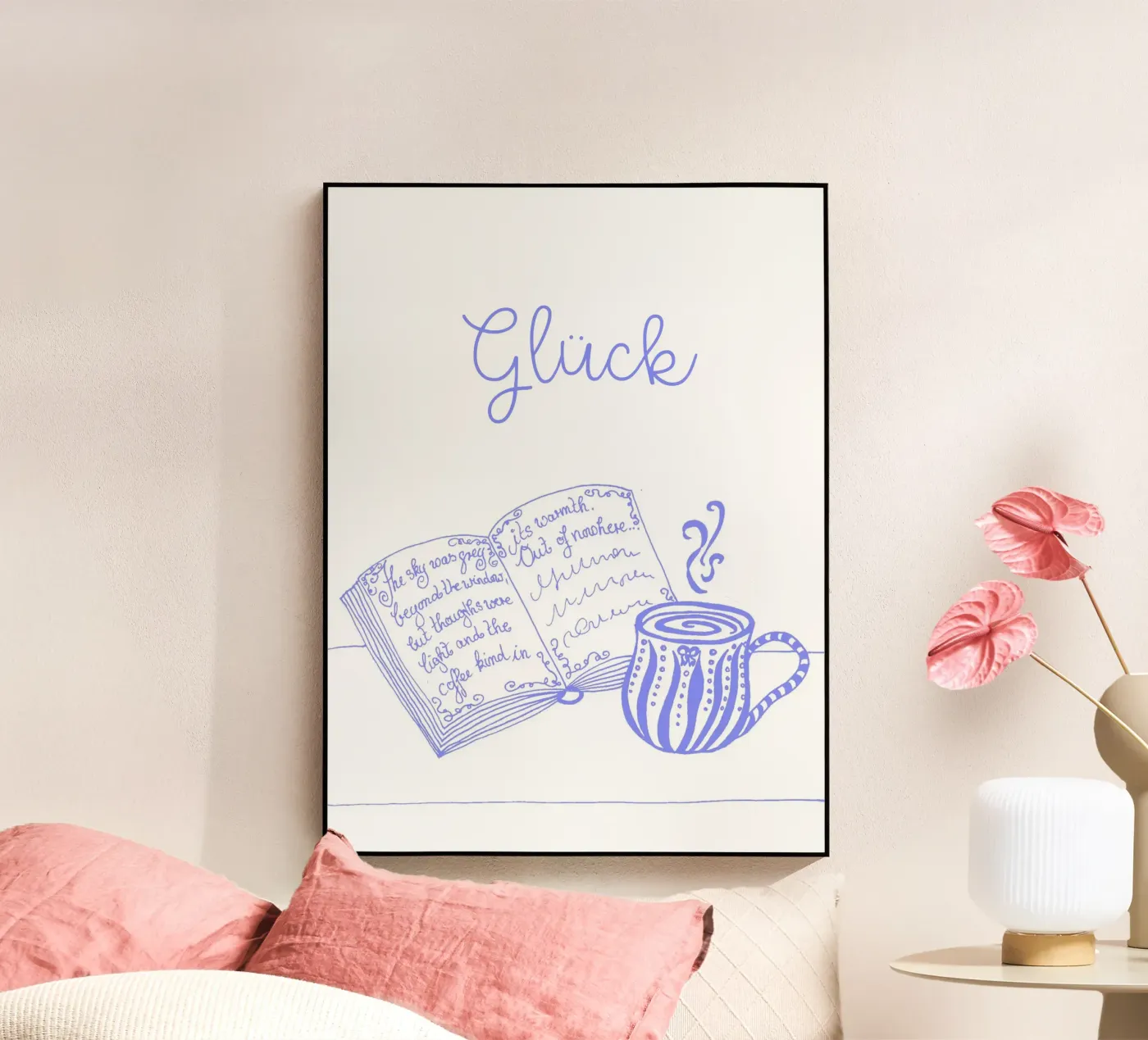 Felicità - libro e tazza (blu-viola) plexiglass da PaperLine Art