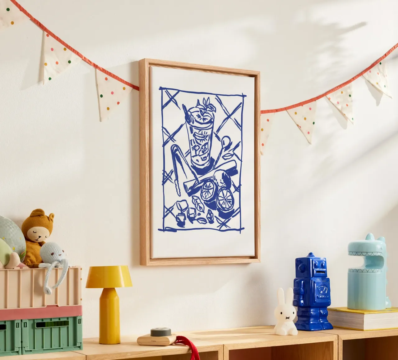 Boho Food 8 Lemon Cocktail canvas with Floater frame by Boho Print Collection