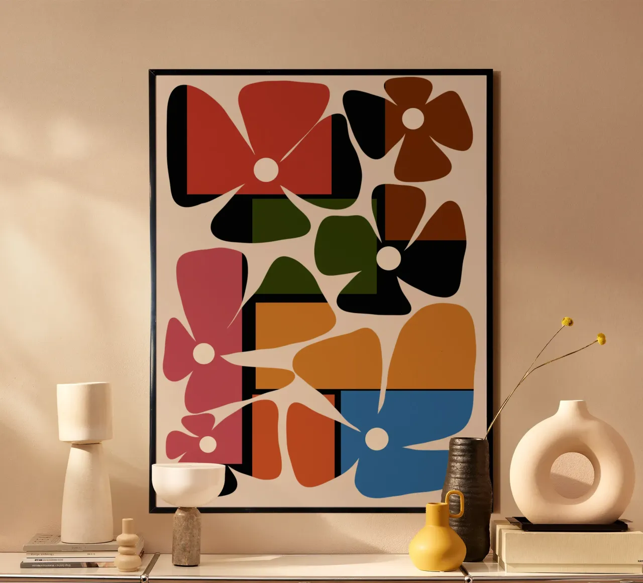 Colorful block flowers poster da TijanaArtStudio88