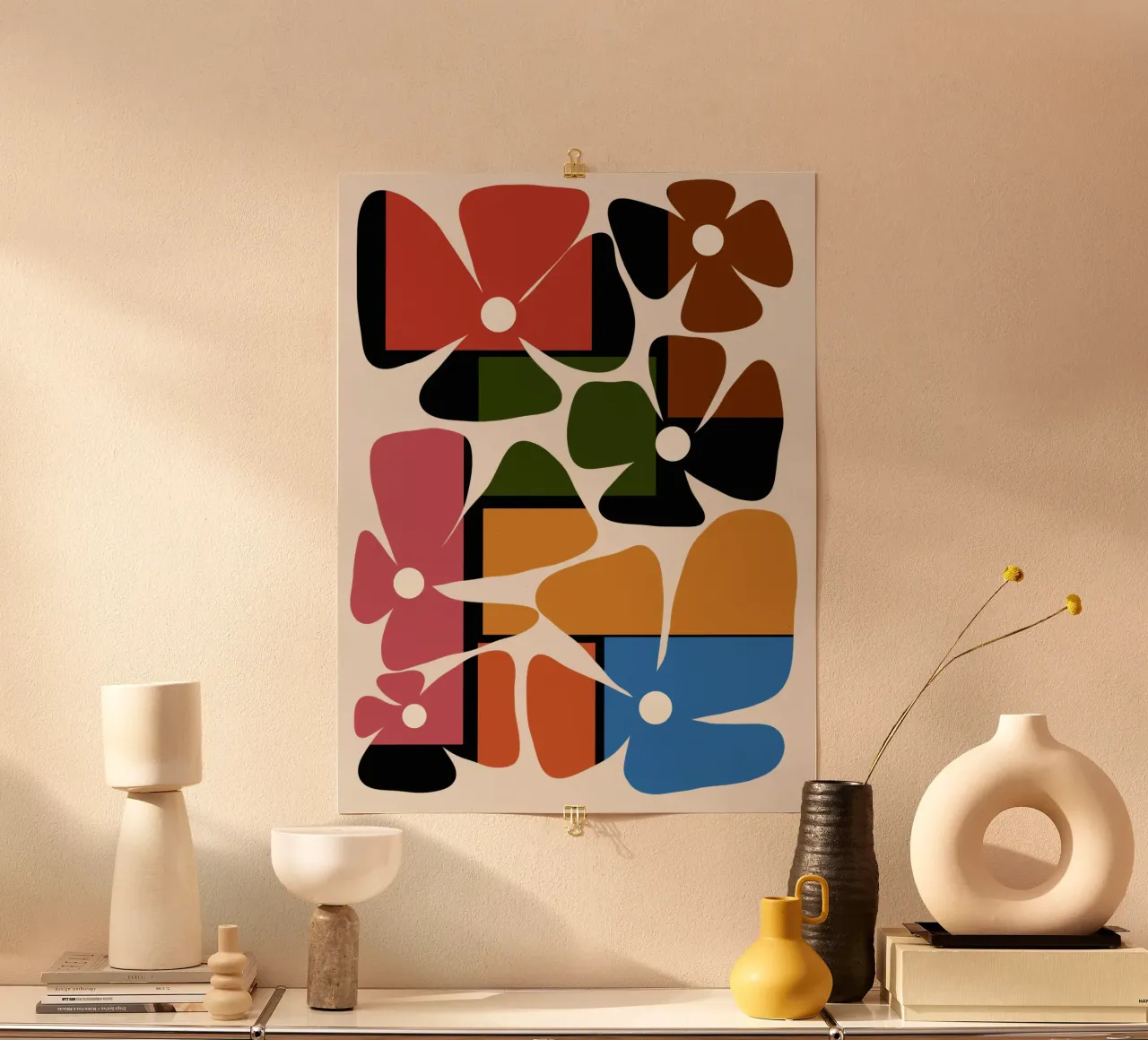 Colorful block flowers poster da TijanaArtStudio88