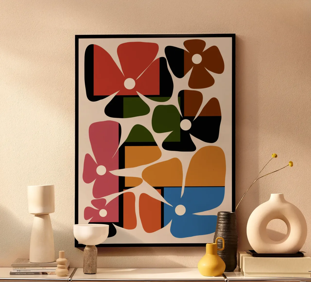 Colorful block flowers poster da TijanaArtStudio88