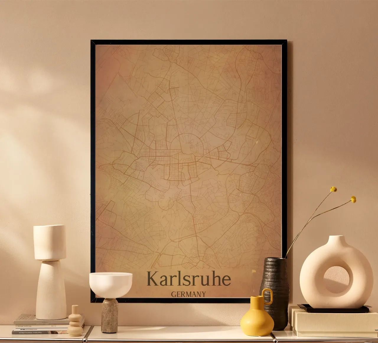 Karlsruhe GERMANY poster con telaio in legno da WorldPrint