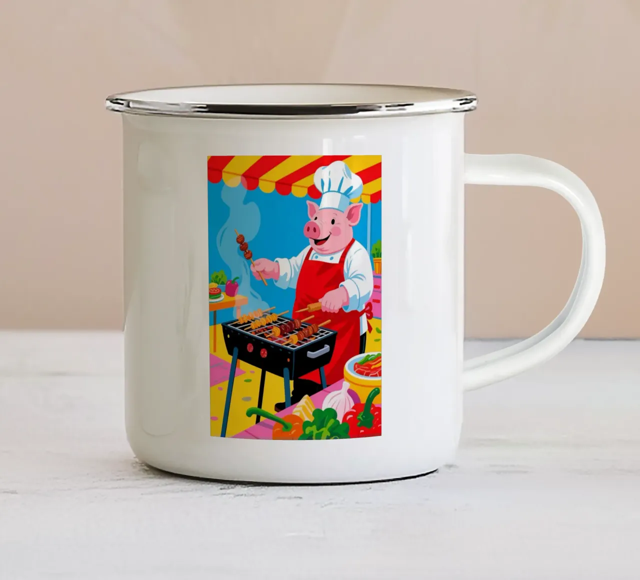 Chef di maiale tazza in smalto da knowledge