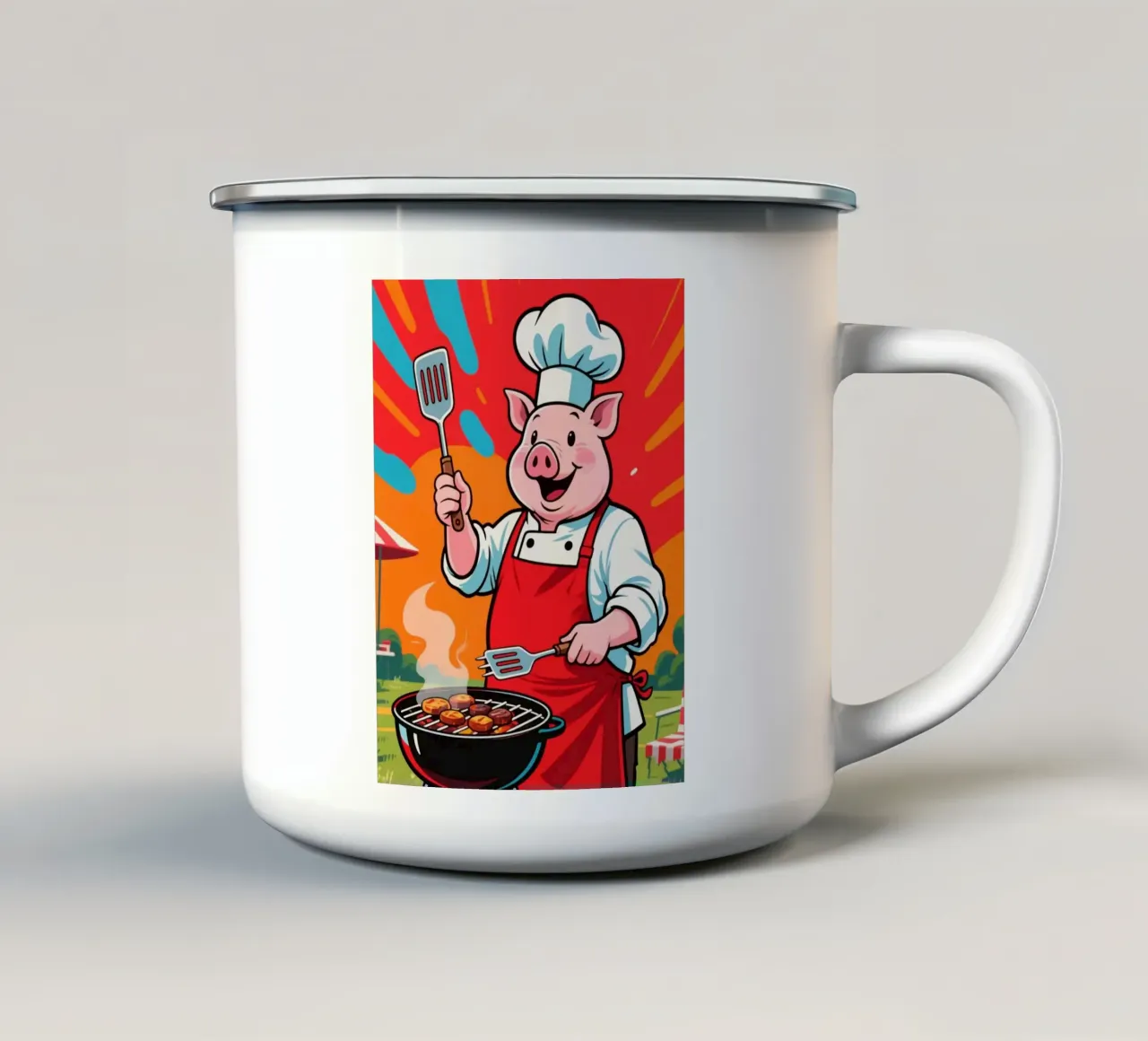 Divertente Piggy Chef tazza in smalto da knowledge