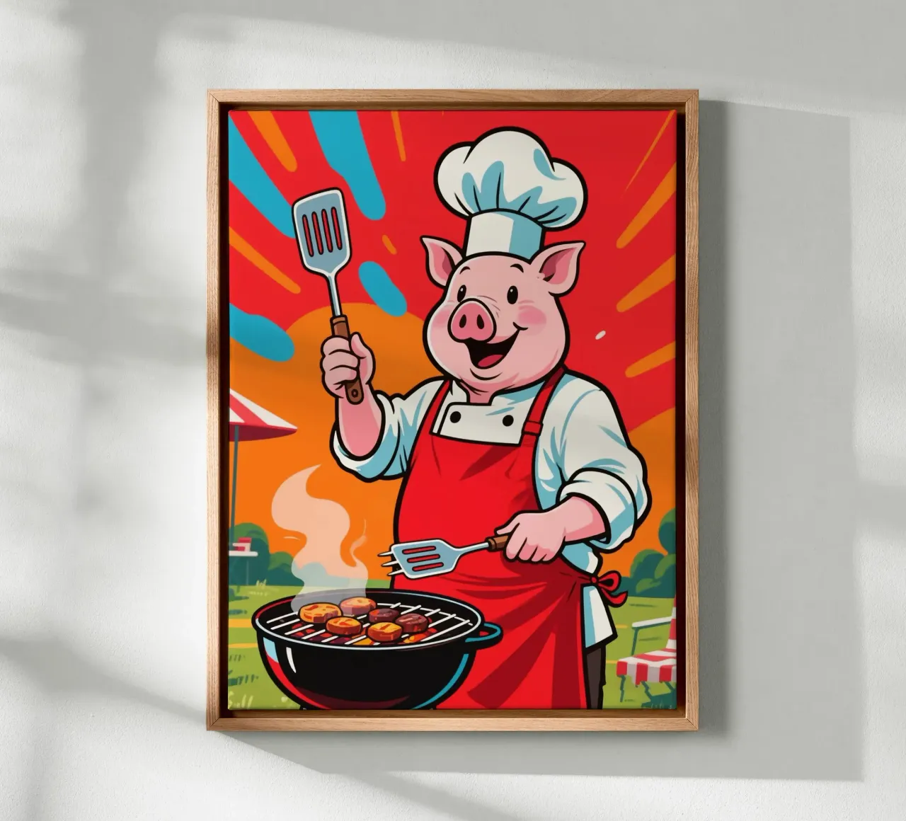 Funny Piggy Chef lienzo con Marco flotante de knowledge