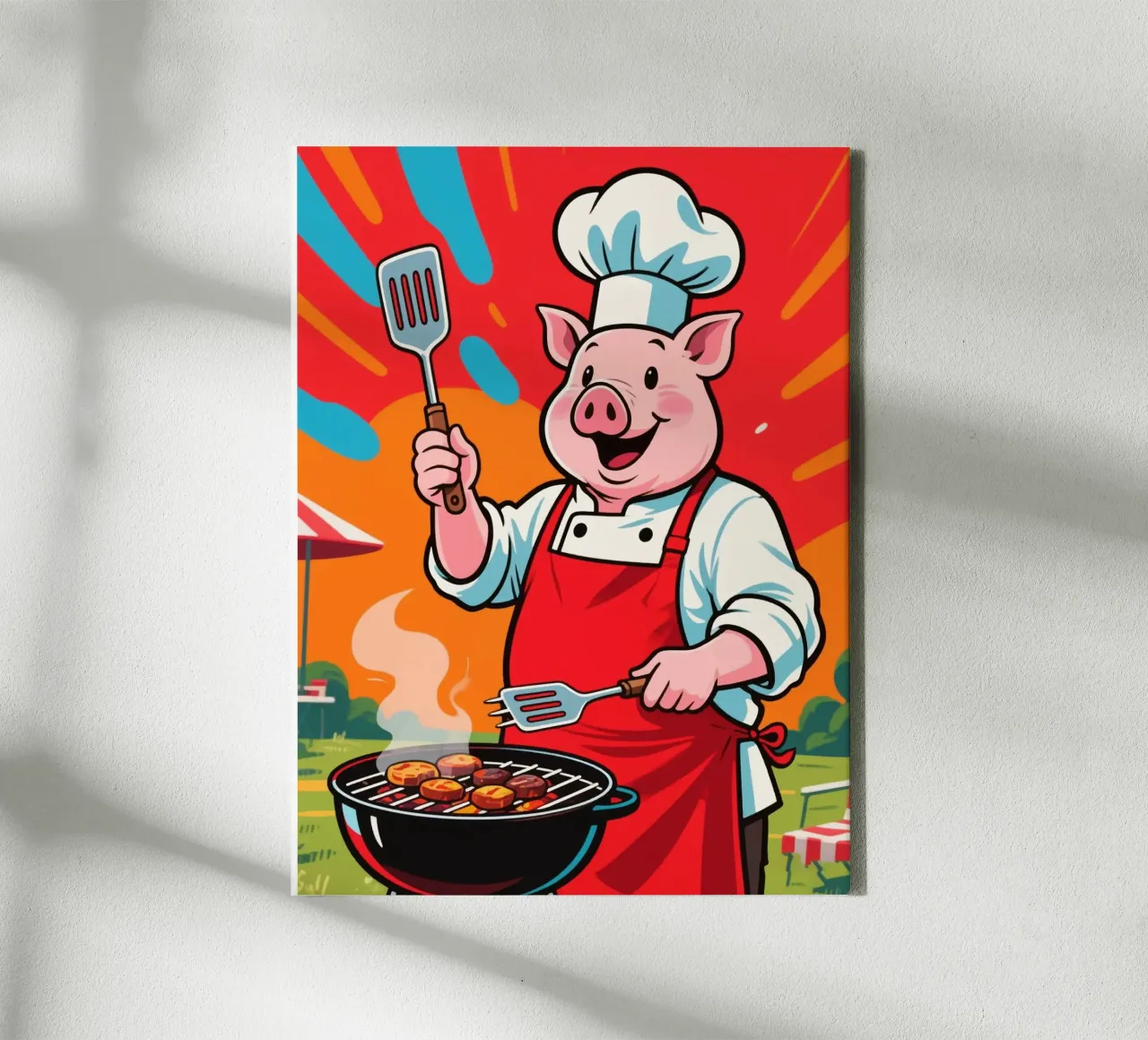 Funny Piggy Chef lienzo con Marco flotante de knowledge