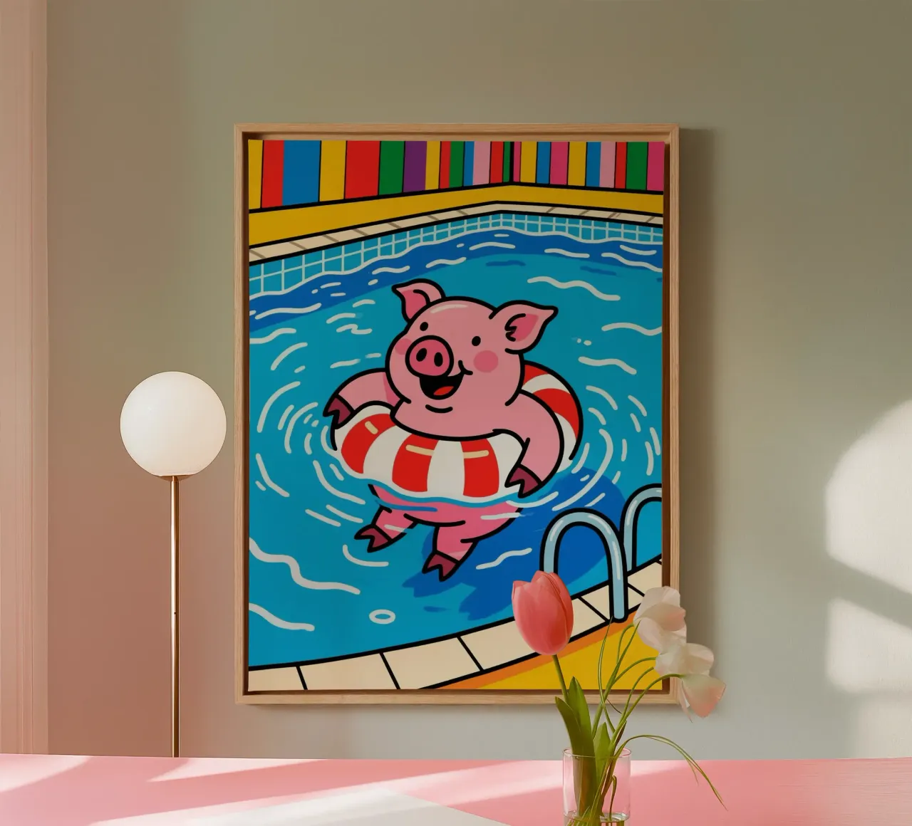 Schattig varkenszwembad canvas met Baklijst van knowledge