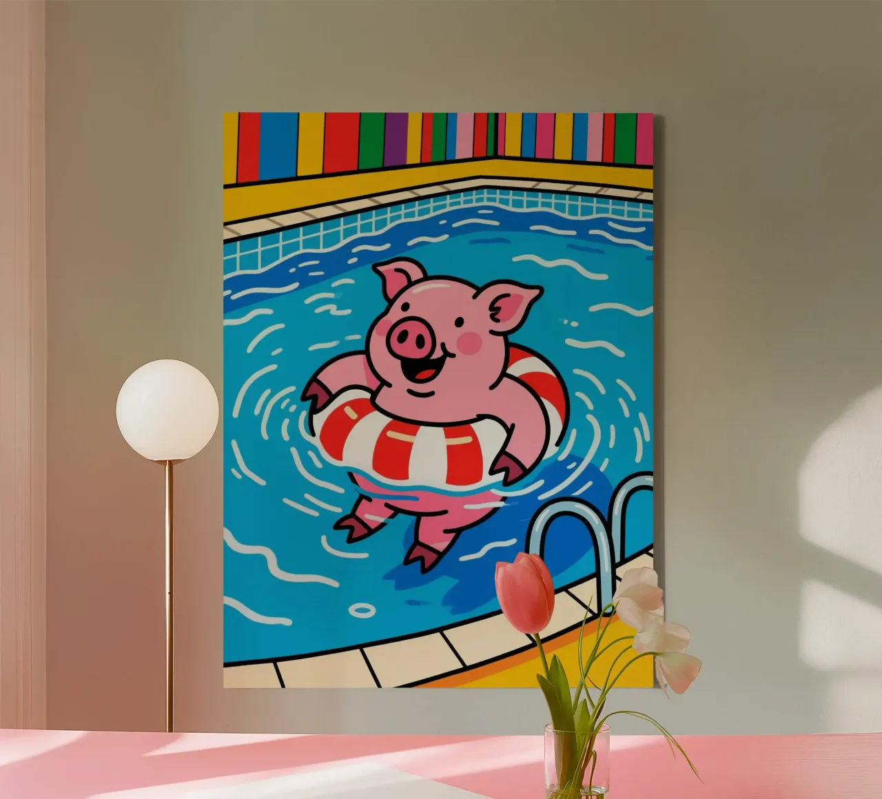 Schattig varkenszwembad canvas met Baklijst van knowledge