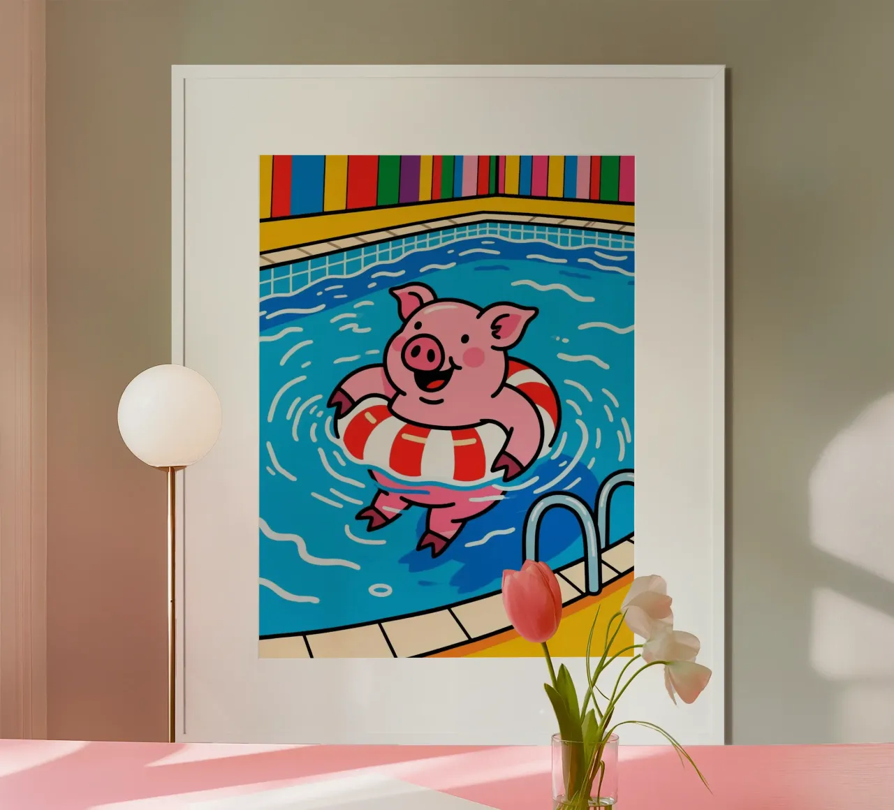 Schattig varkenszwembad poster van knowledge