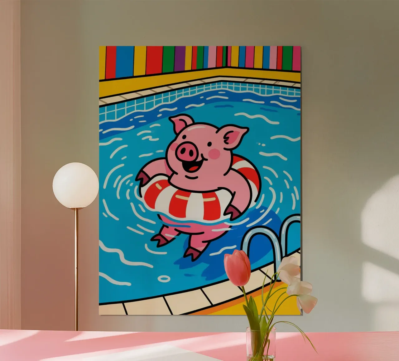 Schattig varkenszwembad poster van knowledge