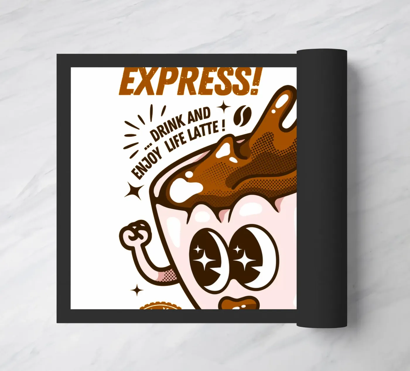 Funny Caffeine Express doormat by LM2Kone