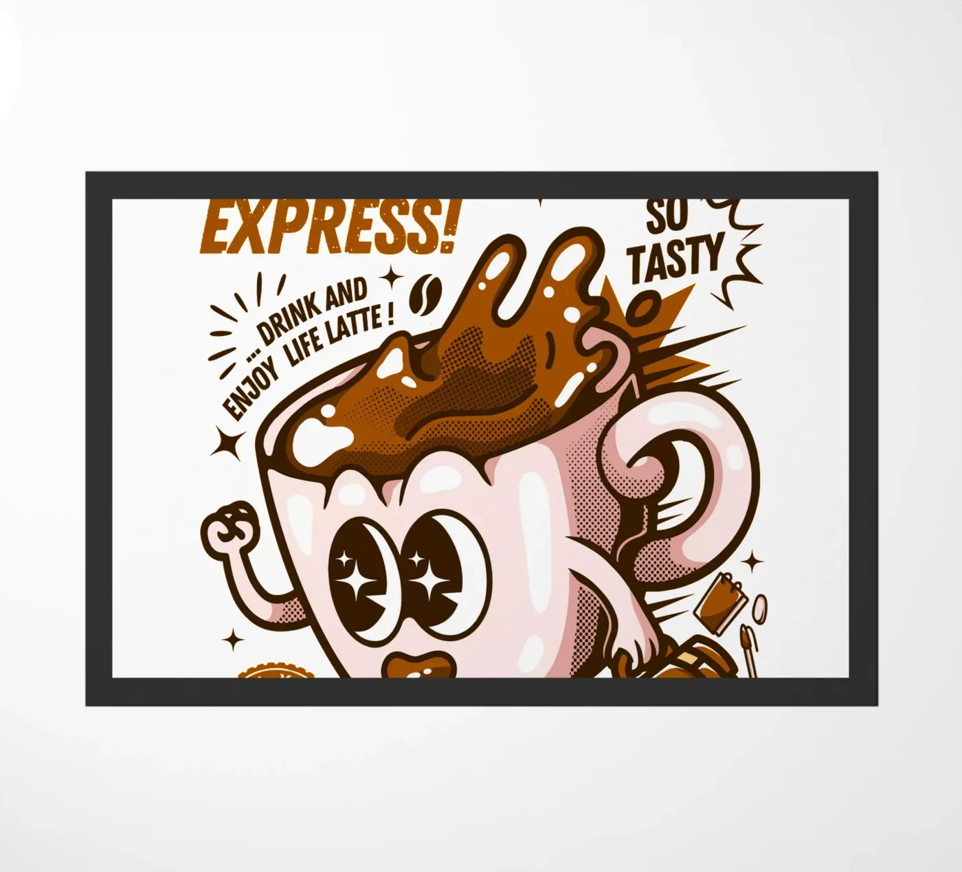 Funny Caffeine Express doormat by LM2Kone