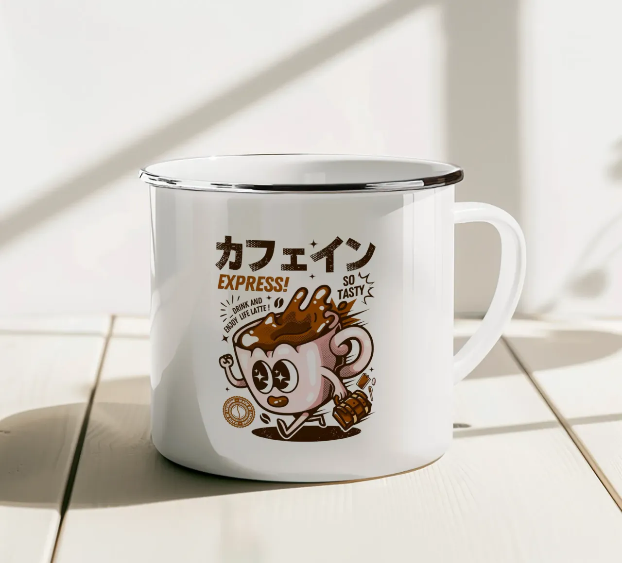 Divertente Caffeina Express tazza in smalto da LM2KONE
