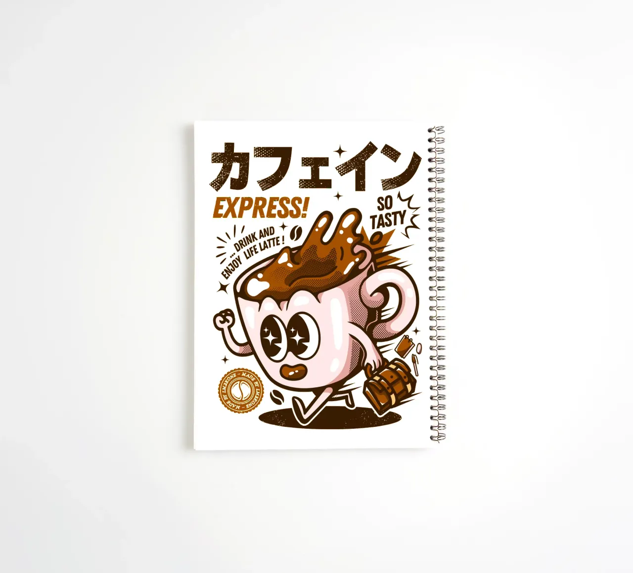Funny Caffeine Express spiral notebook by LM2KONE