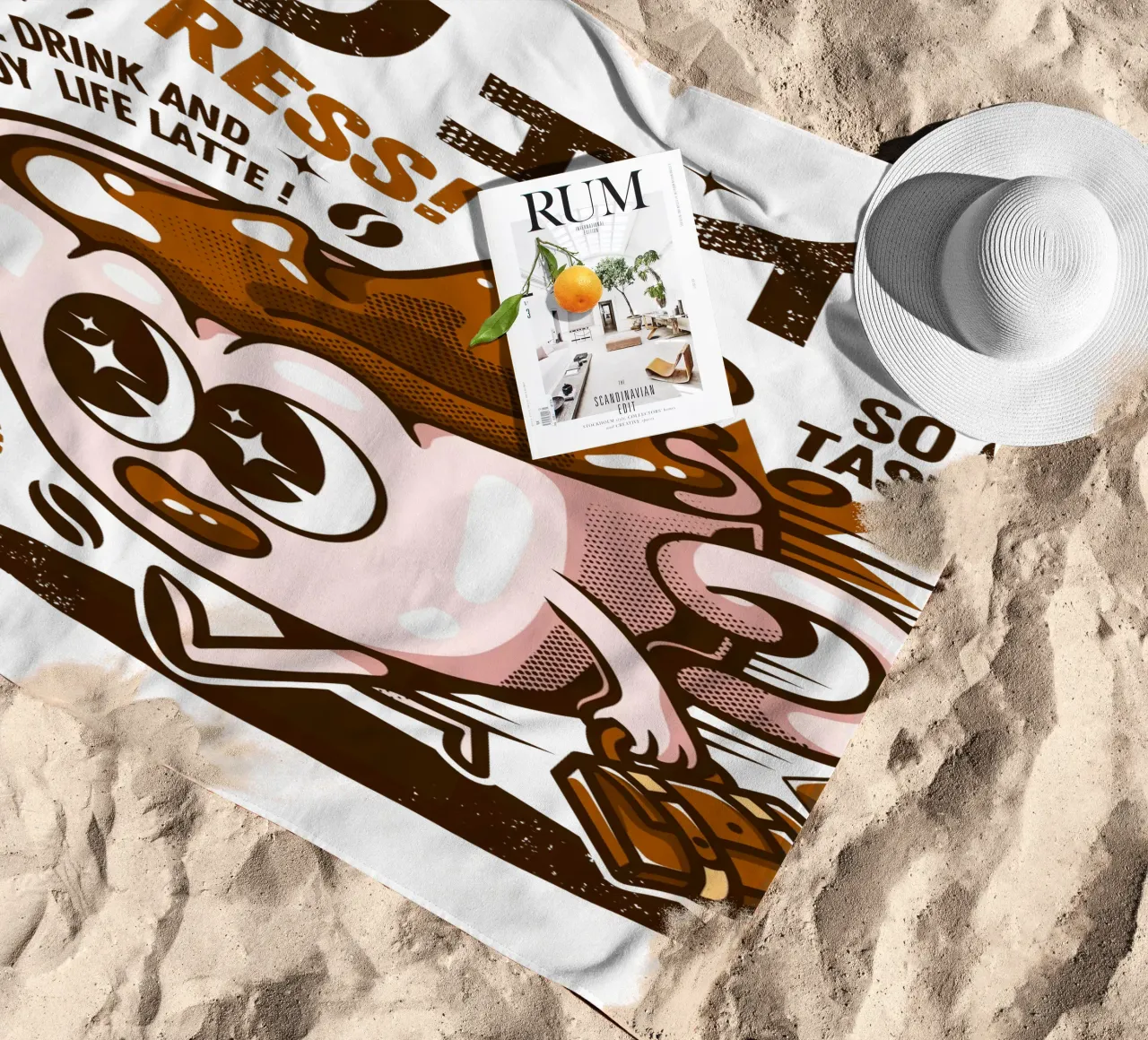 Funny Caffeine Express beach towel by LM2KONE