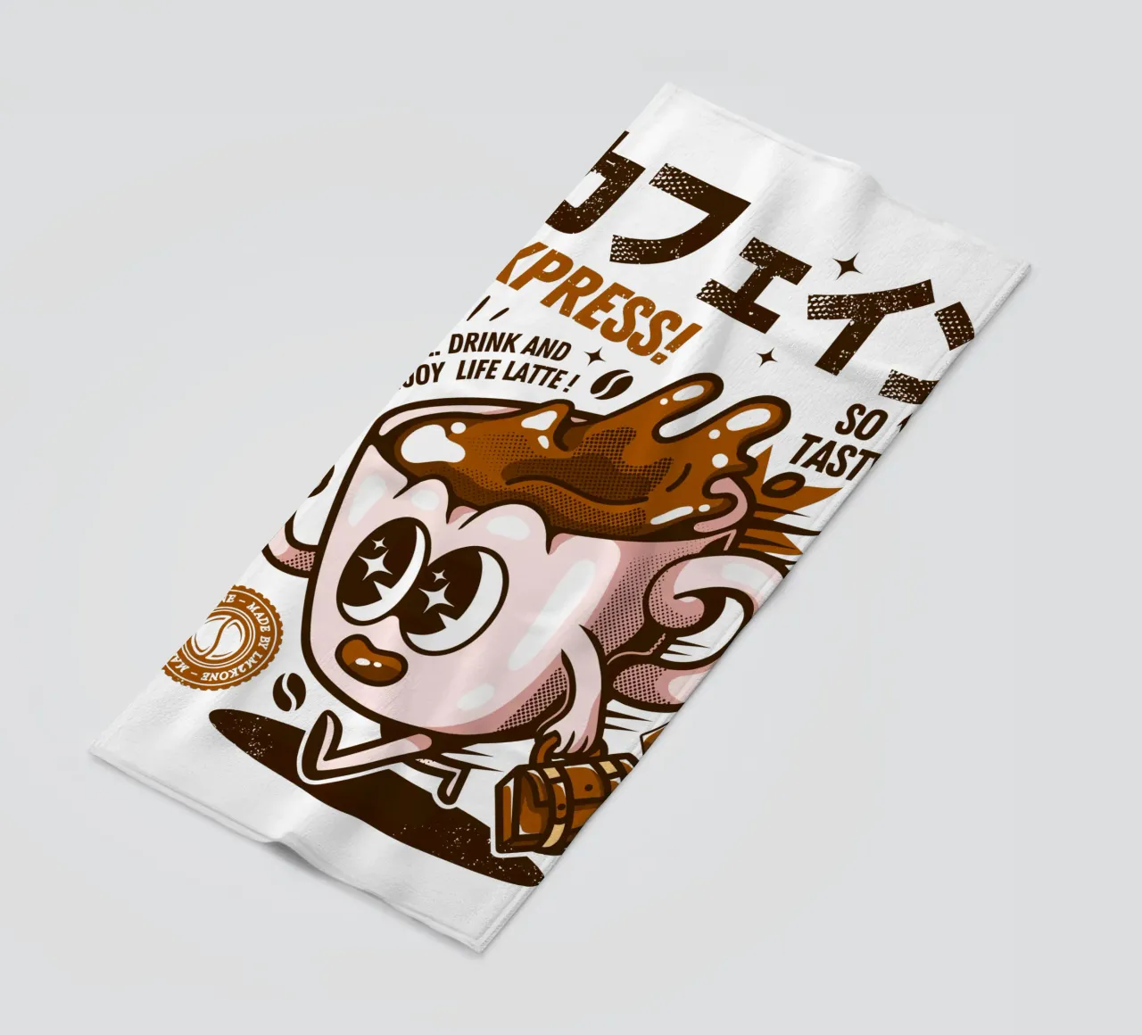 Funny Caffeine Express beach towel by LM2KONE