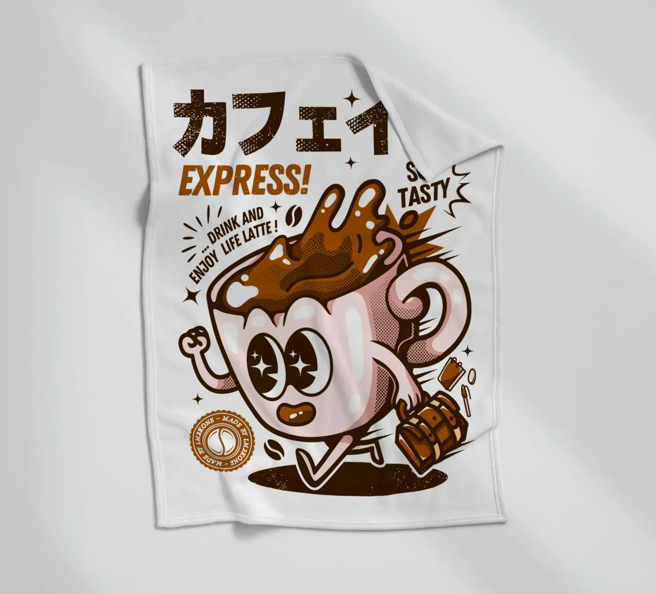 Funny Caffeine Express fleece blanket by LM2KONE