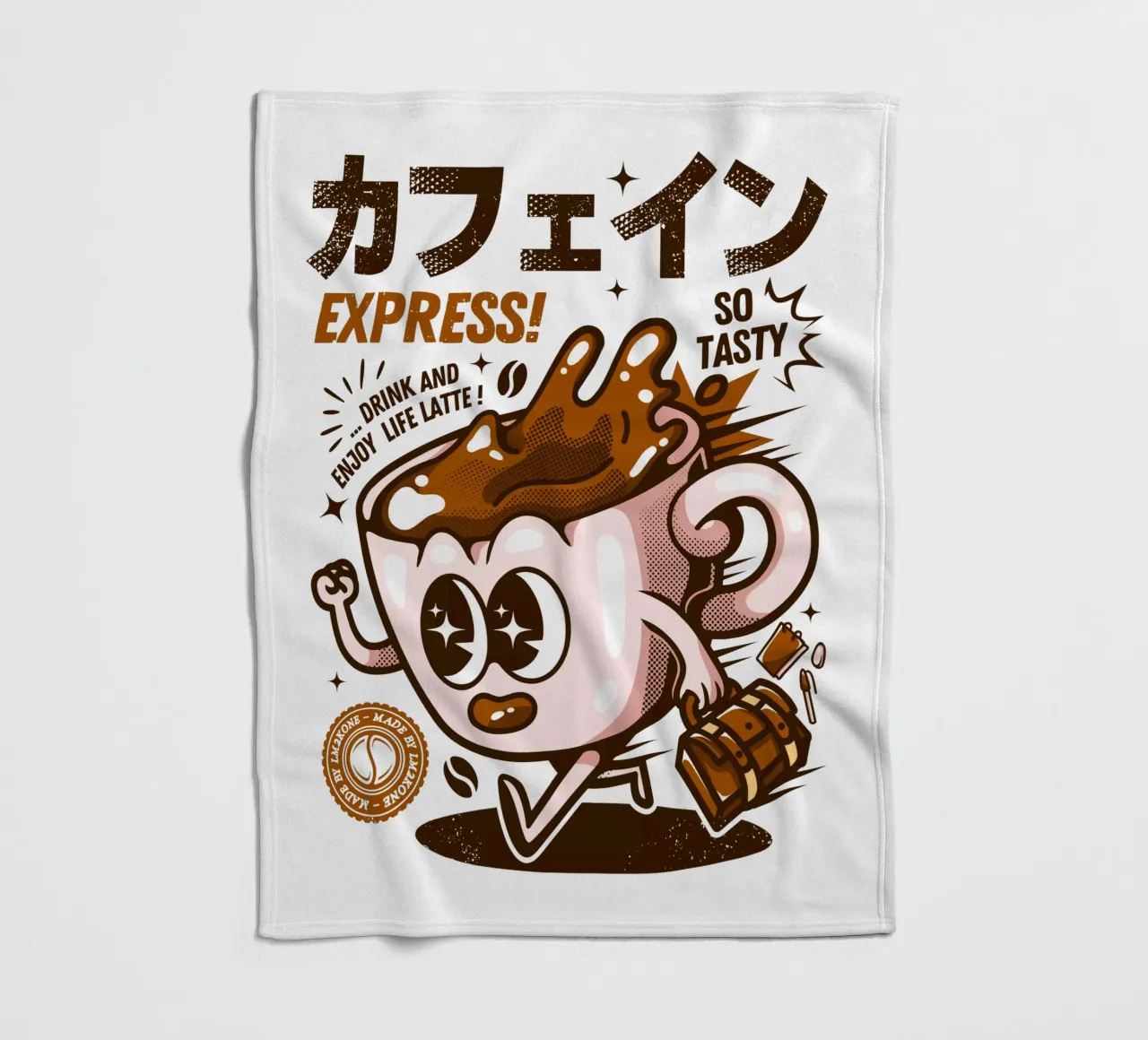 Funny Caffeine Express fleece blanket by LM2KONE