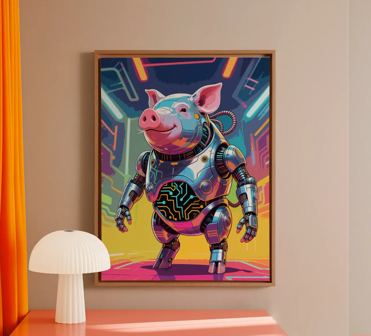Cyborg Piggy tela con Cornice a cassetta da knowledge