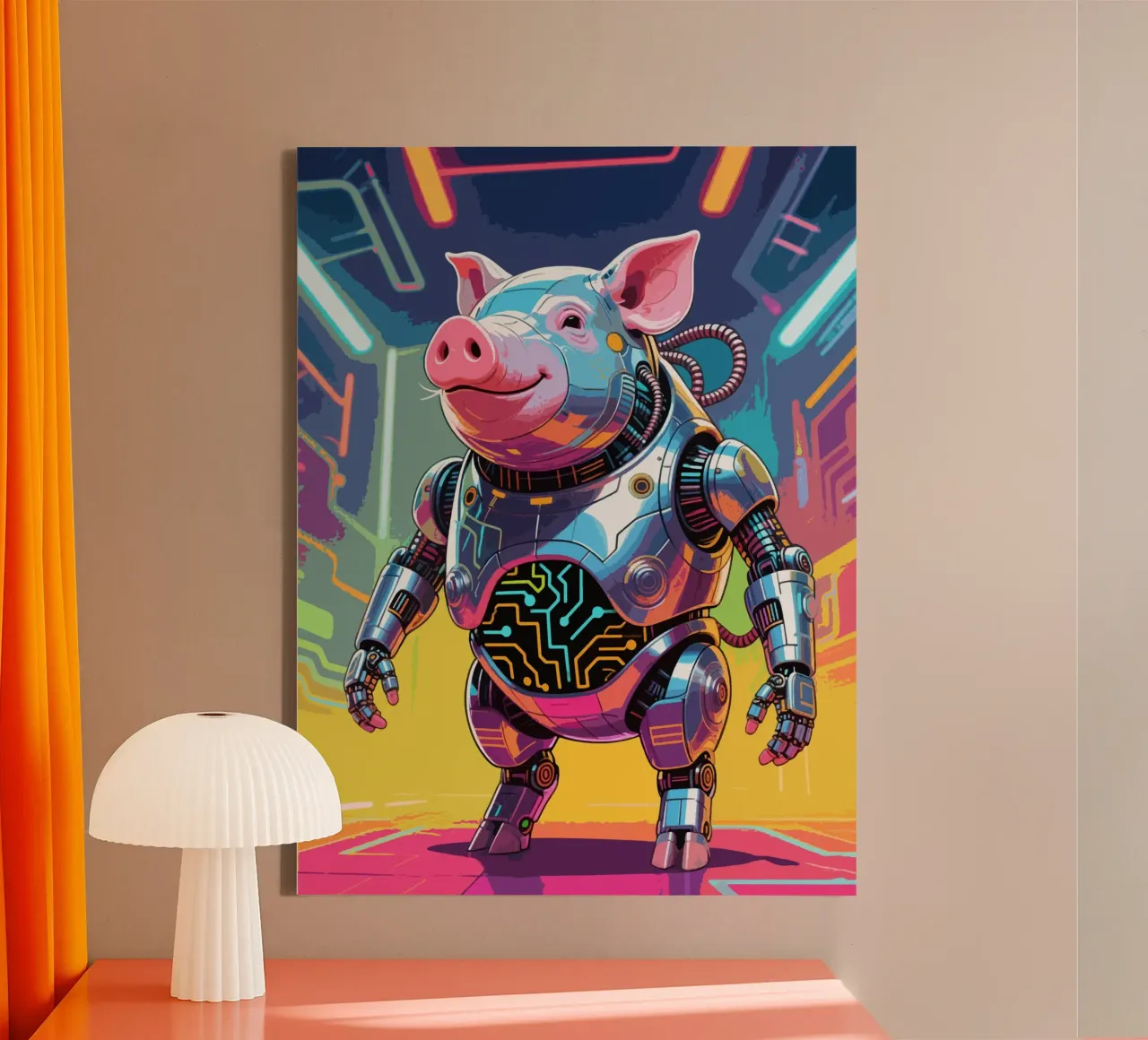 Cyborg Piggy tela con Cornice a cassetta da knowledge