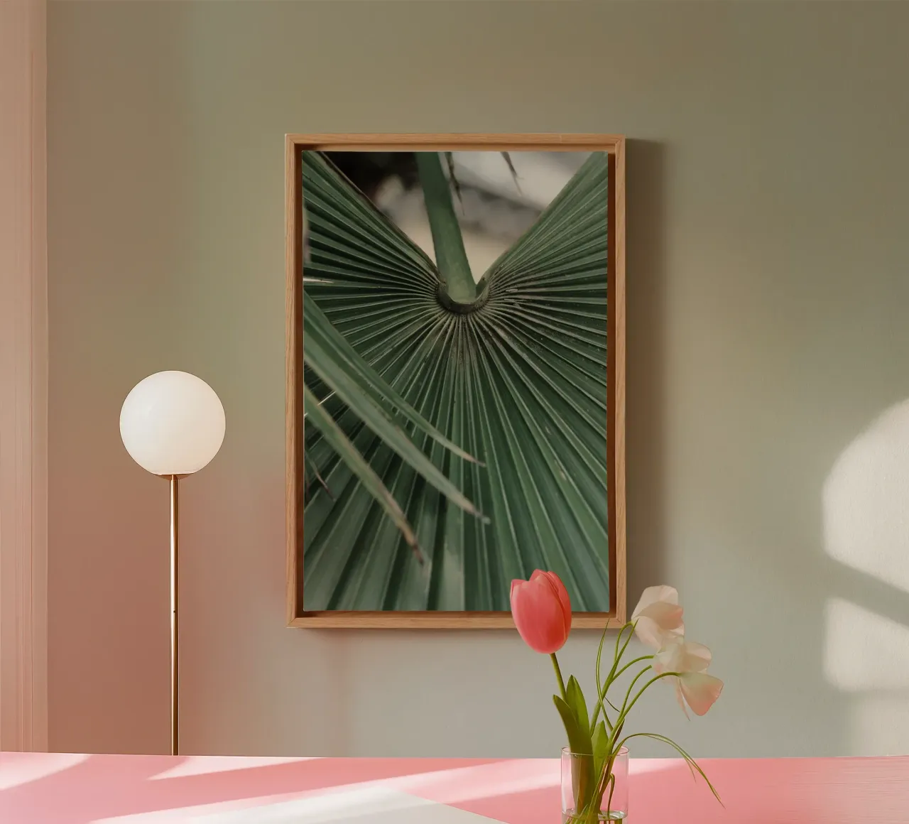 Palm petiole canvas with Floater frame by Earthly Visions