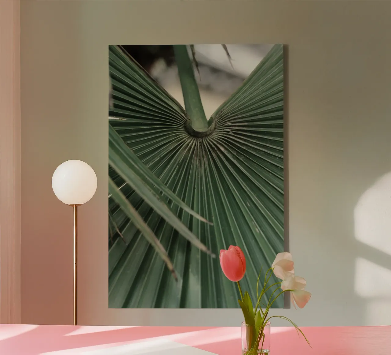 Palm petiole canvas with Floater frame by Earthly Visions