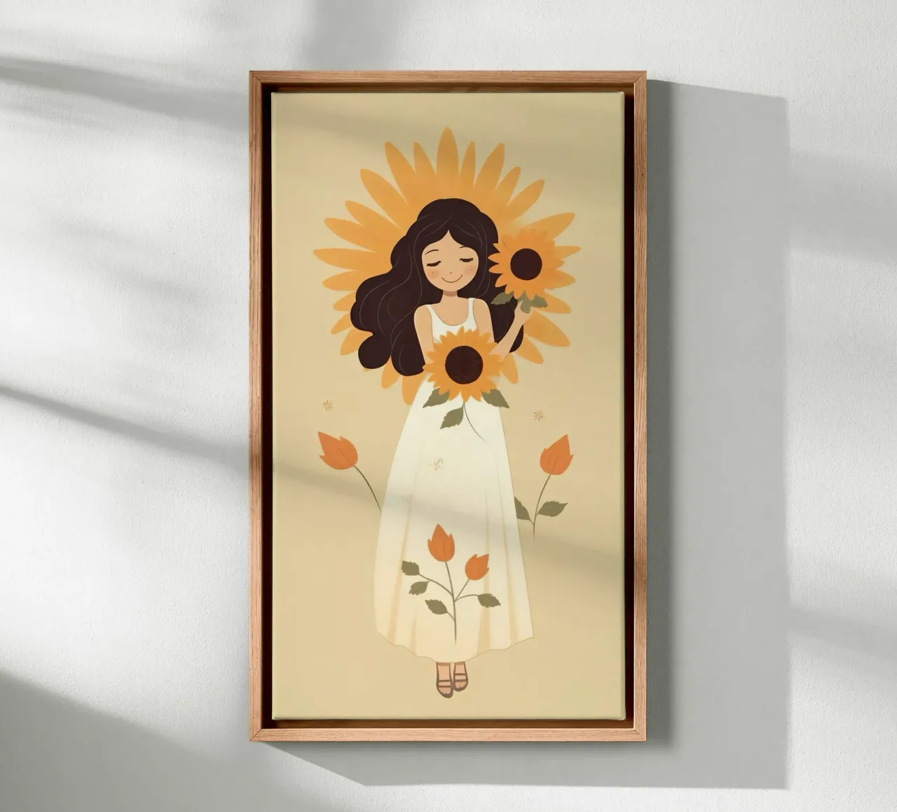 girl soft sunflower tela con Cornice a cassetta da melts