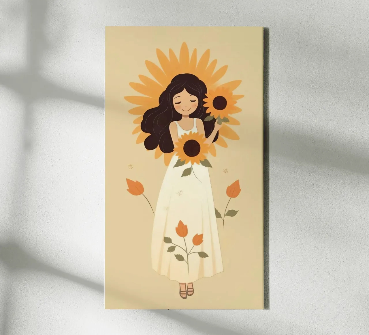 girl soft sunflower tela con Cornice a cassetta da melts