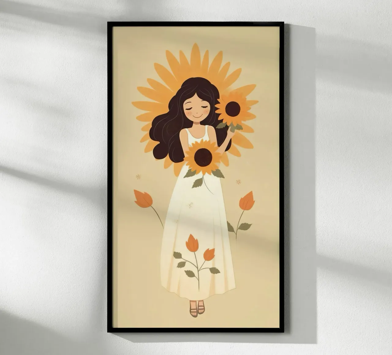 girl soft sunflower poster con telaio in plastica da melts