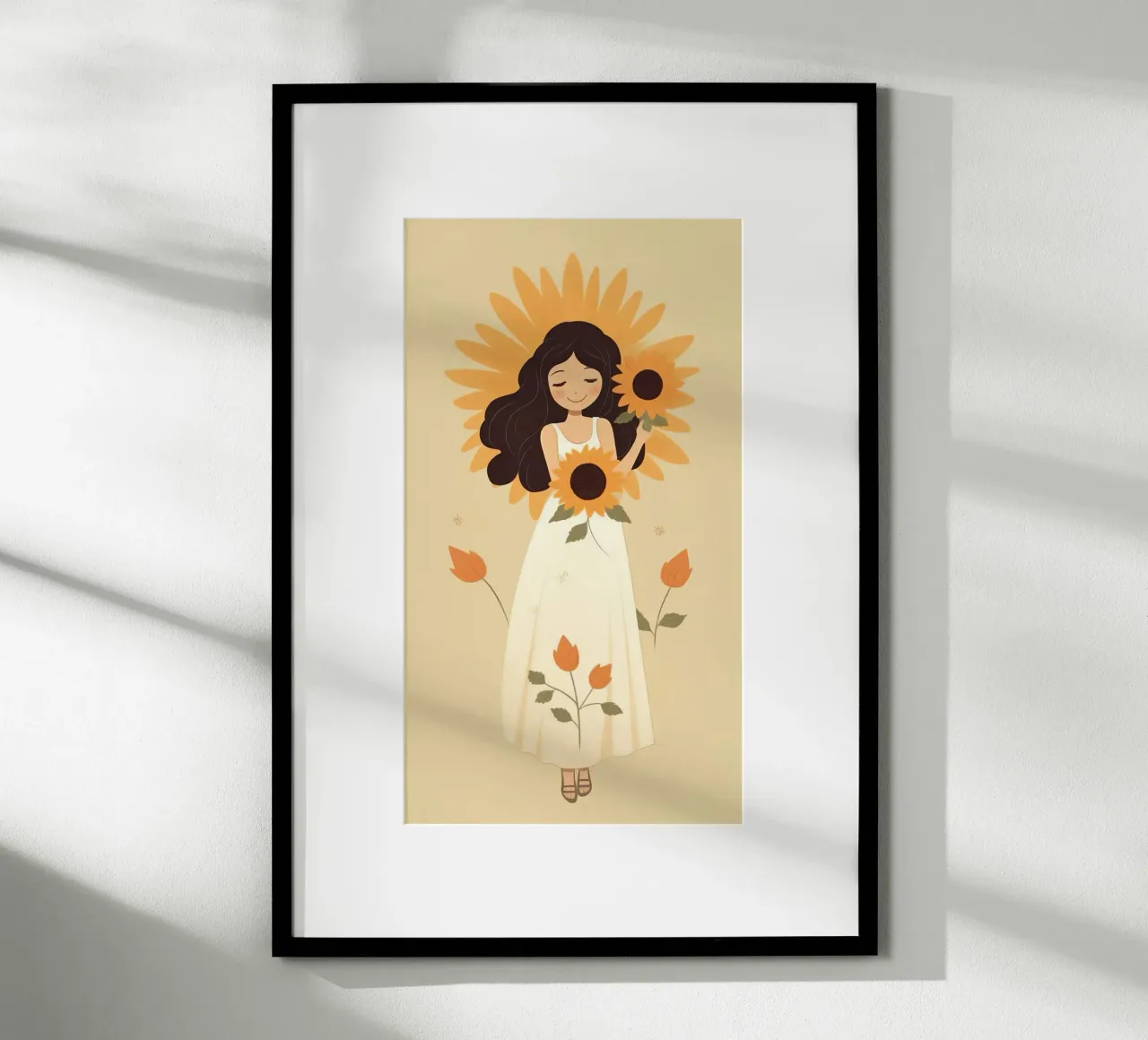 girl soft sunflower poster con telaio in plastica da melts