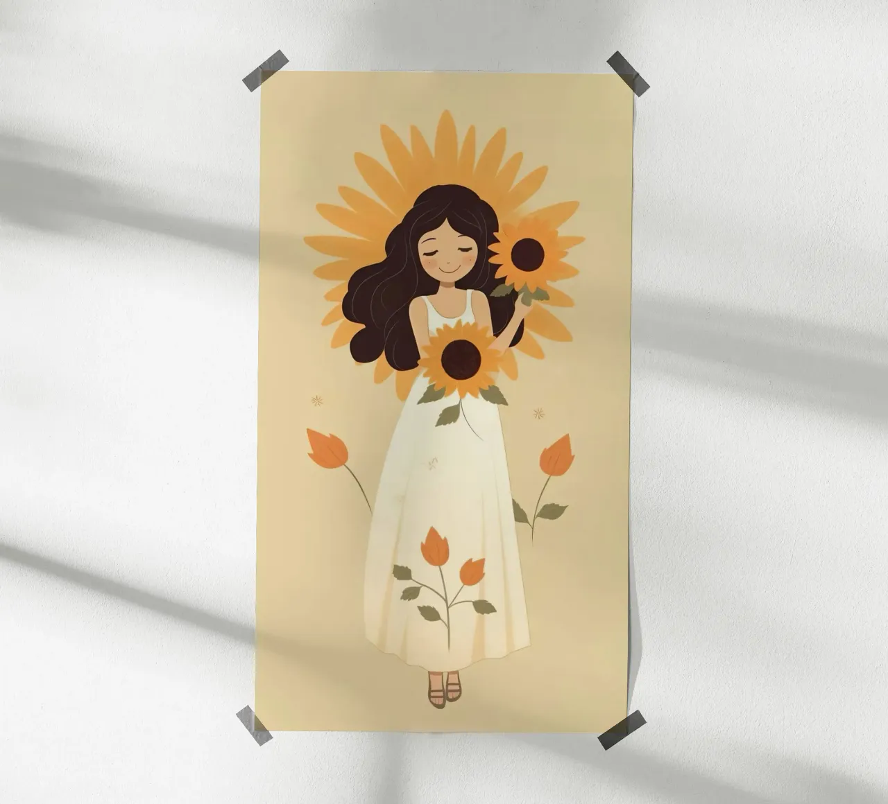 girl soft sunflower poster con telaio in plastica da melts