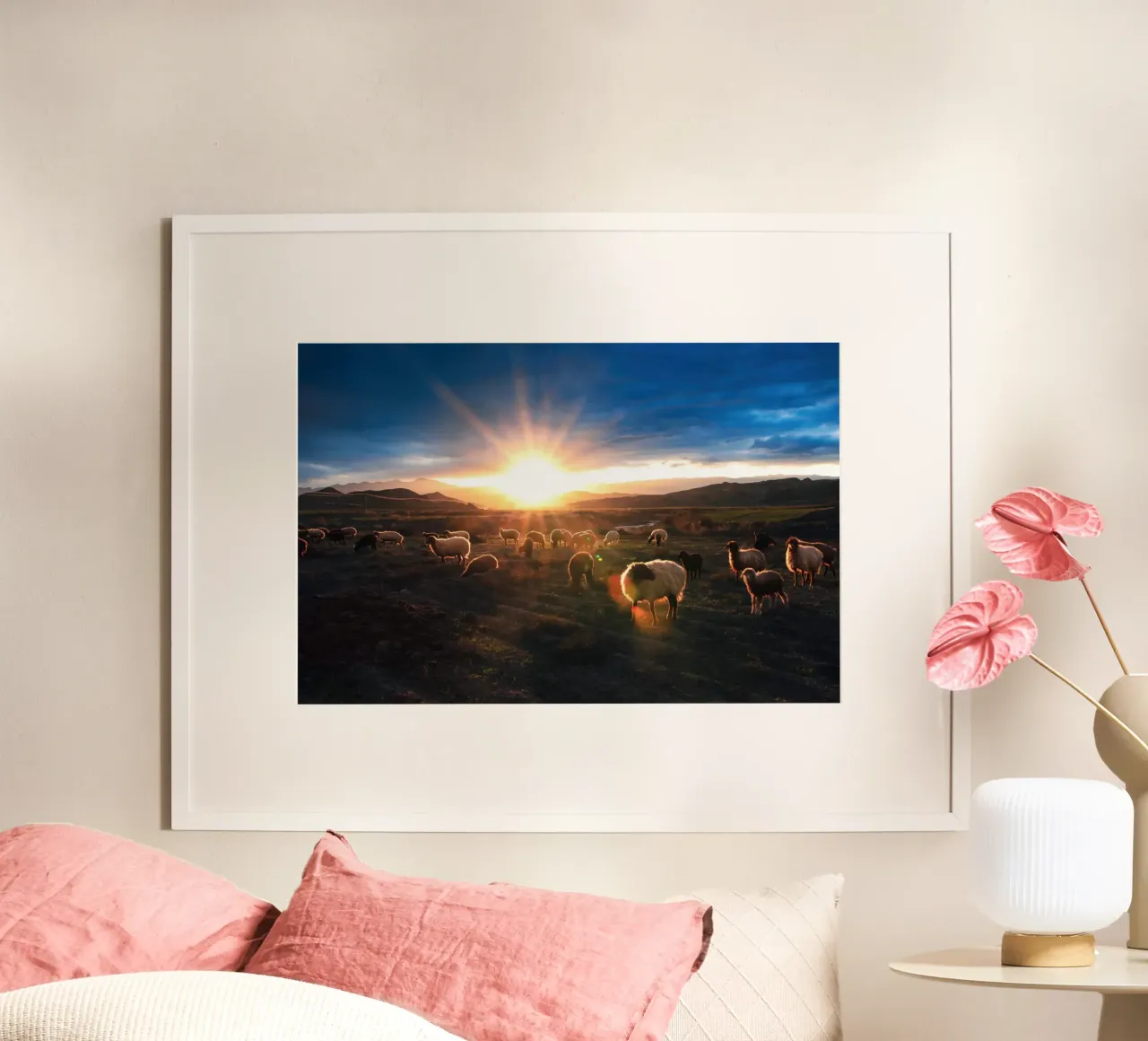 Die friedliche Schar in Sunse Poster von Nature's Palette