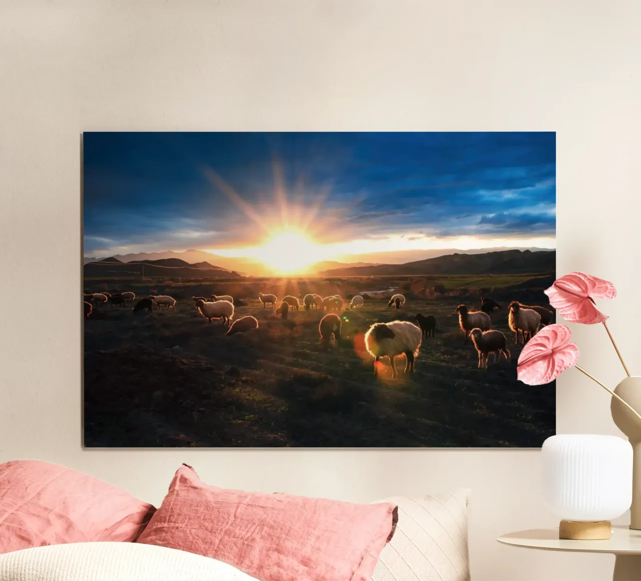 Die friedliche Schar in Sunse Poster von Nature's Palette