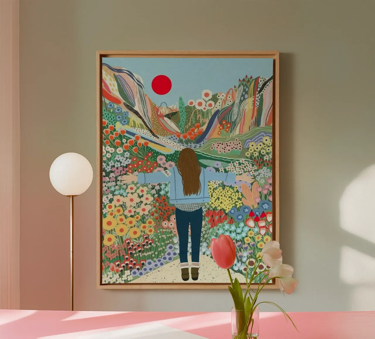 girl have the giant flower forest tela con Cornice a cassetta da hamily
