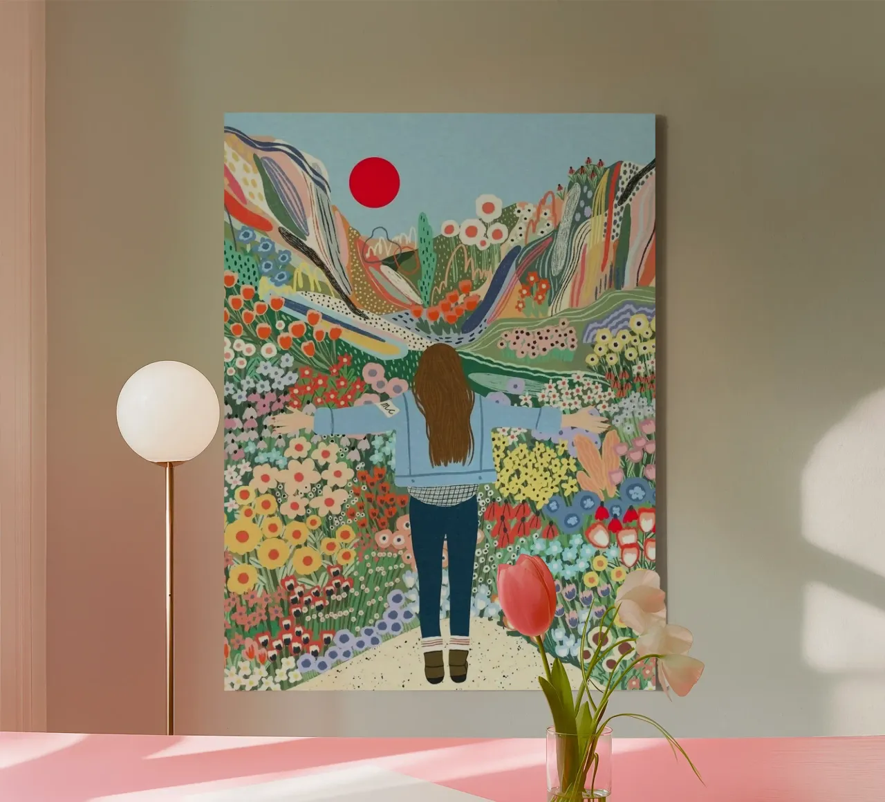 girl have the giant flower forest tela con Cornice a cassetta da hamily