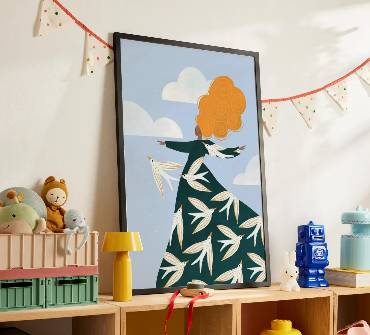 birds in woman in winds poster da hamily