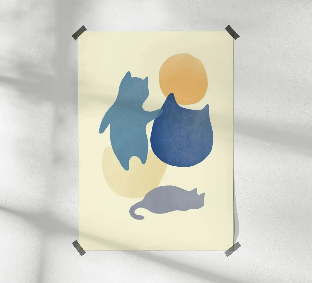 cat shape in color poster con telaio in alluminio da melts