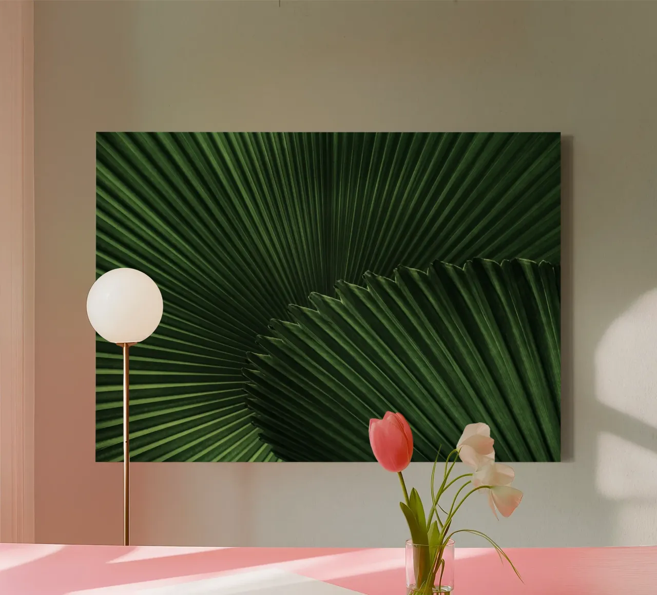 Capas dobles de hojas de palmera lienzo con Marco flotante de Earthly Visions