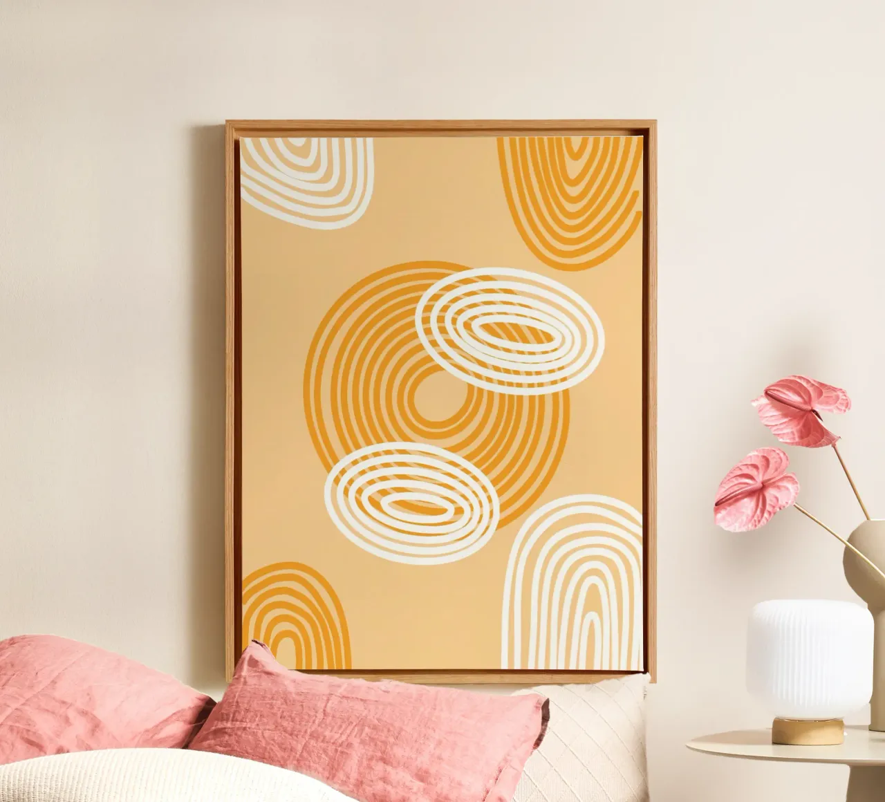 circle curve line draw tela con Cornice a cassetta da hamily