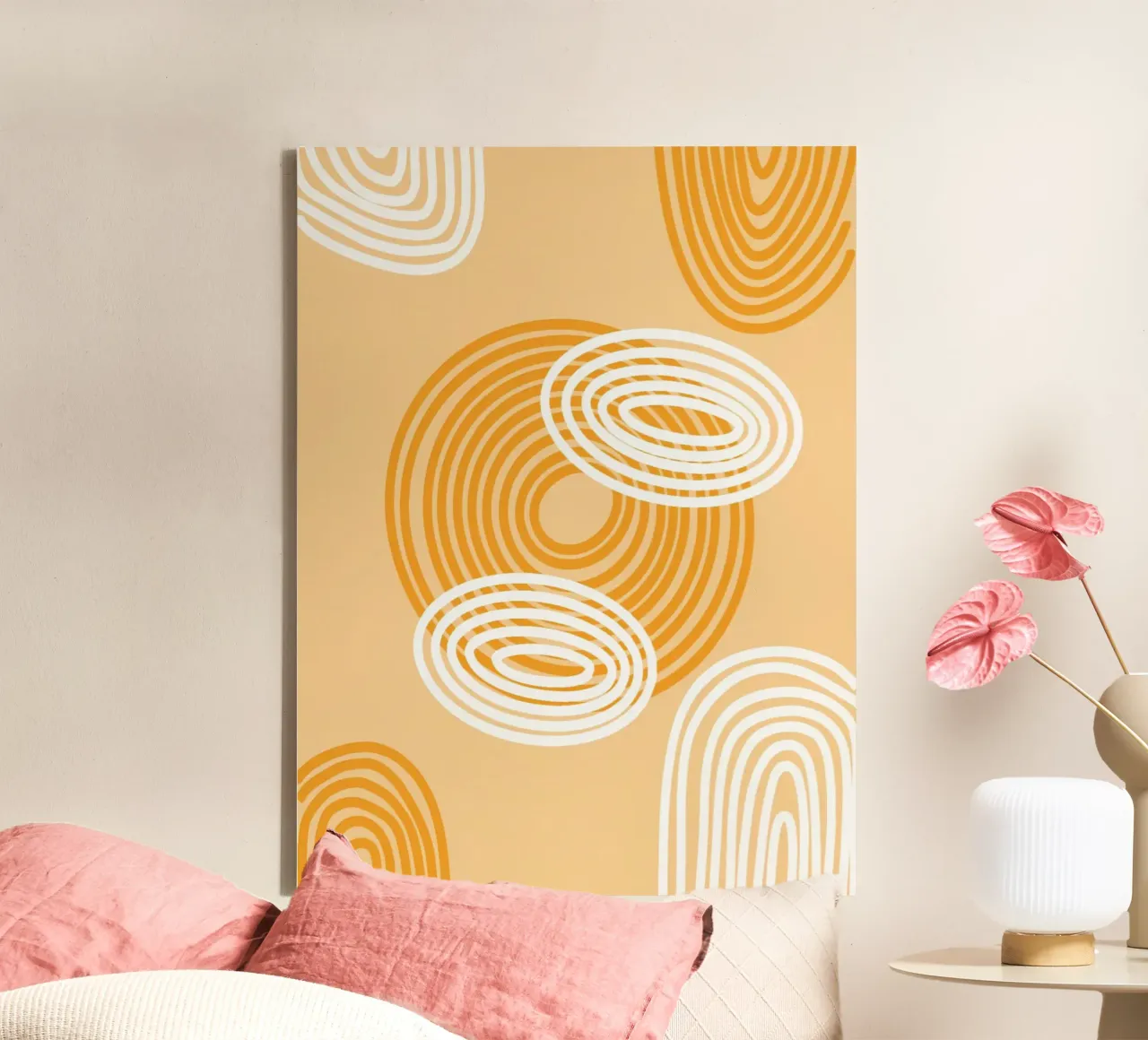 circle curve line draw tela con Cornice a cassetta da hamily