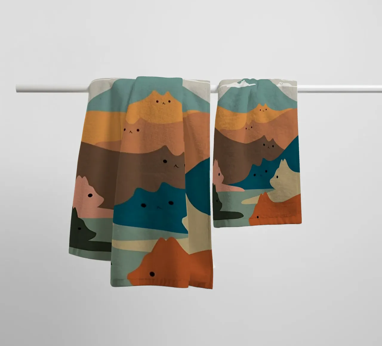 cat shape mountain asciugamano da bagno da melts