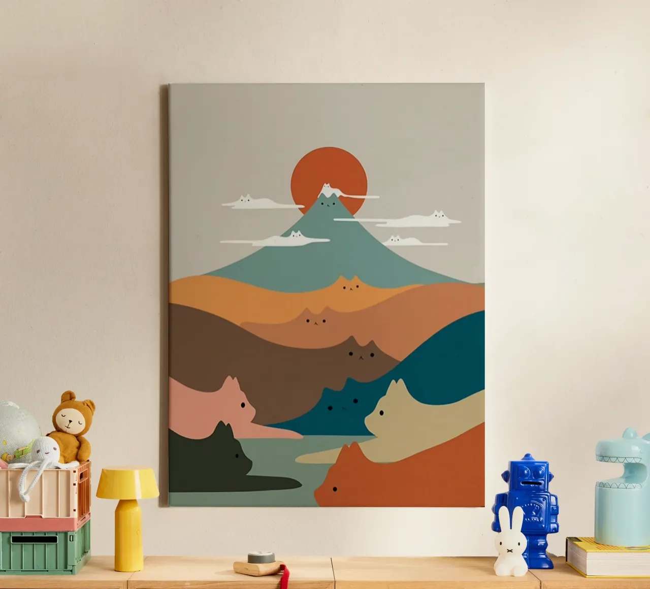 cat shape mountain canvas with Floater frame by melts