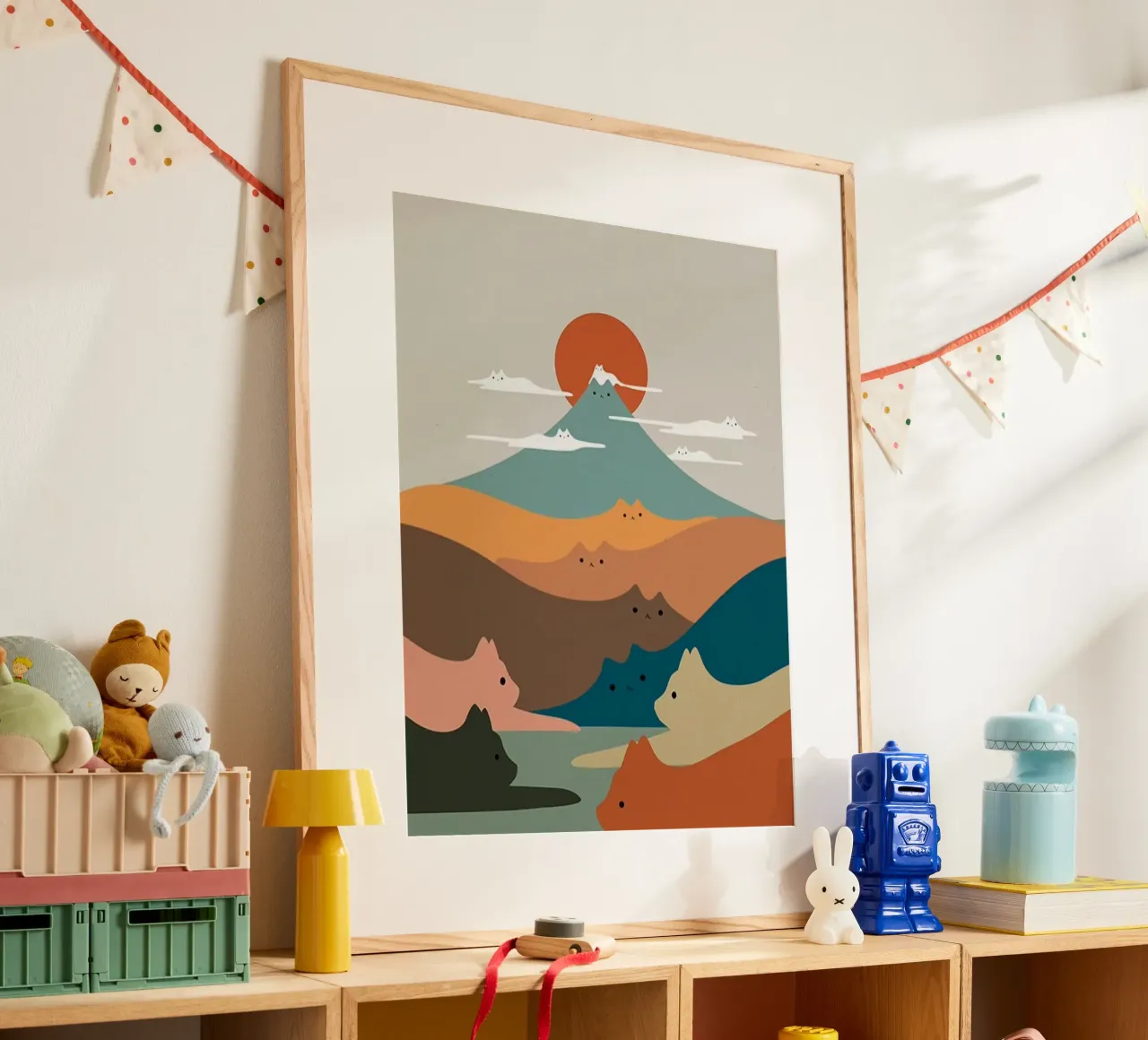 cat shape mountain poster con telaio in plastica da melts