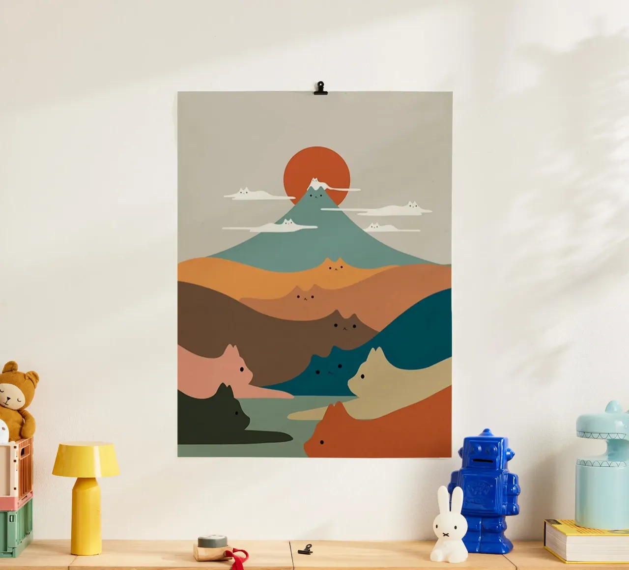cat shape mountain poster con telaio in plastica da melts
